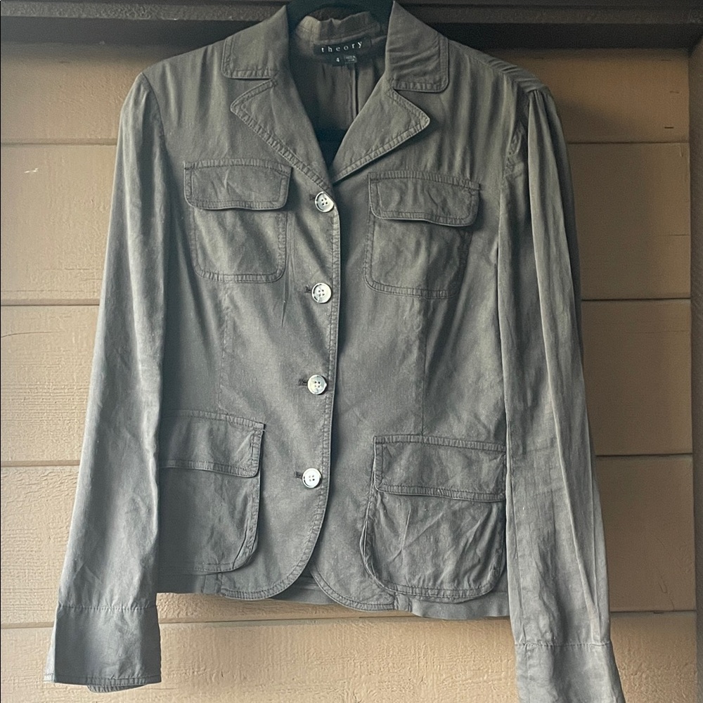 Theory Women's Linen Brown Blazer 4